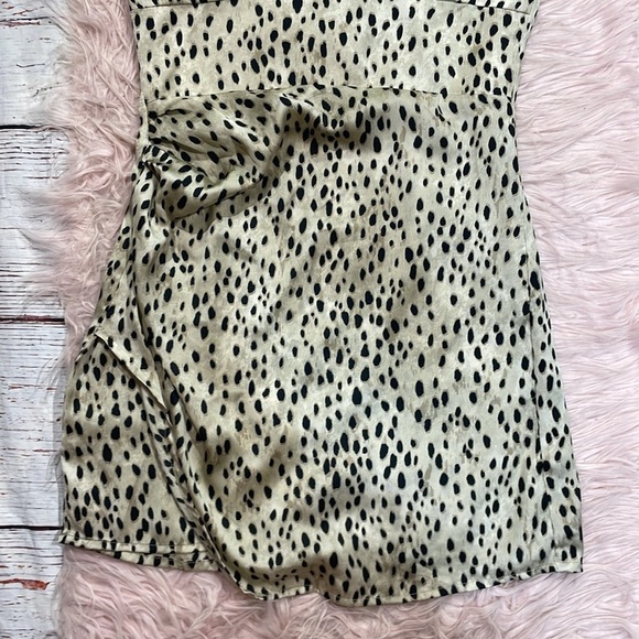 Zara Cream brown leopard print spaghetti strap mini dress - Picture 6 of 9